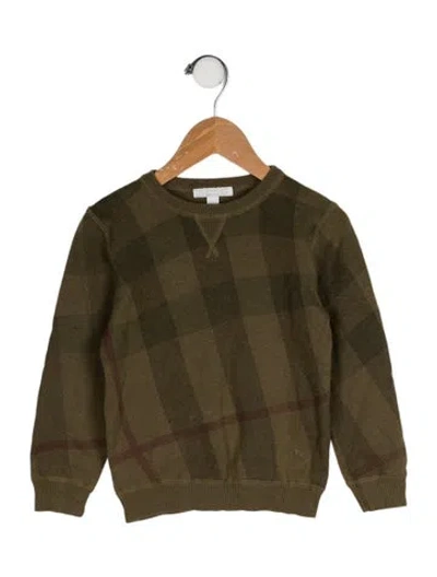 Pre-owned Burberry Babies' Check Print Crewneck Sweater In Green