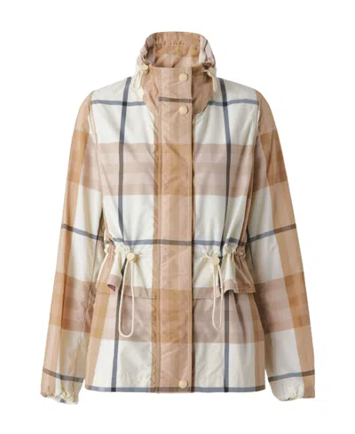 Burberry Check-print Drawstring Jacket In Nude