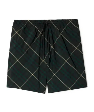 BURBERRY CHECK-PRINT DRAWSTRING SWIM SHORTS