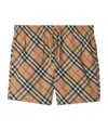 Burberry Beige Swim Trunks With Check Motif In Polyamide Man In Multicolor