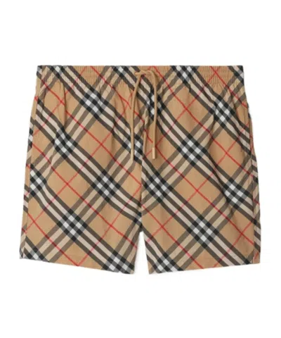 BURBERRY BURBERRY CHECK PRINTED DRAWSTRING SWIM SHORTS