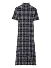 Burberry Check Turtleneck Wool Blend Dress