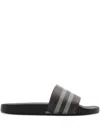 Burberry Check-print Flat Slides In Brown