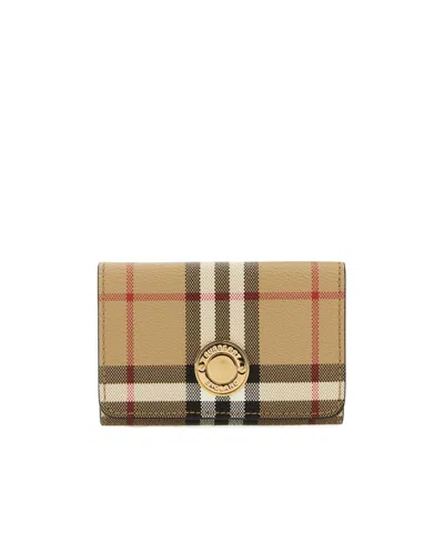 Burberry Check-print Folded Wallet In Nude