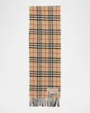 Burberry Check-print Fringe Trim Scarf In Sand
