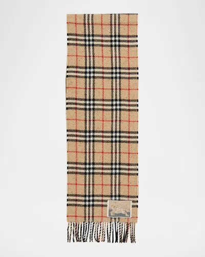 Burberry Check-print Fringe Trim Scarf In Brown