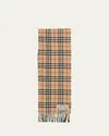 Burberry Check-print Fringe Trim Scarf In Sand