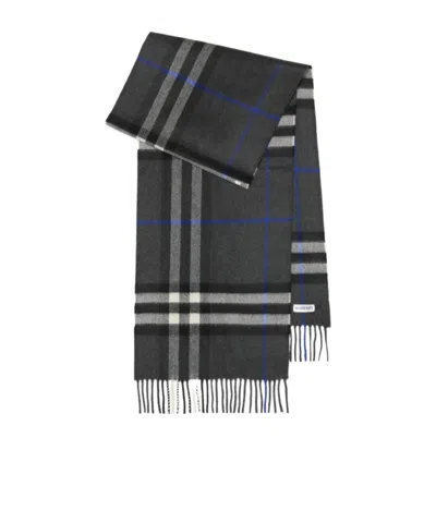 Burberry Check-print Fringed Cashmere Scarf In Black