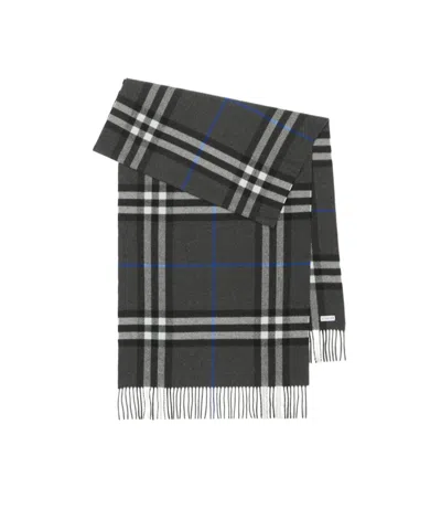 Burberry Check-print Fringed Cashmere Scarf In Black