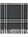 Burberry Check-print Fringed Cashmere Scarf In Grey
