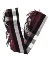 Burberry Check Print Fringed Scarf (authentic Pre-loved) In Brown
