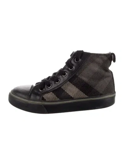 Pre-owned Burberry Babies' Check Print High Top Sneakers In Black