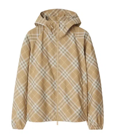 Burberry Check-print Hooded Jacket In Brown