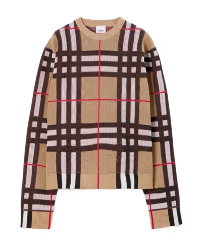 Burberry Check-print Intarsia-knit Jumper In Multicolor