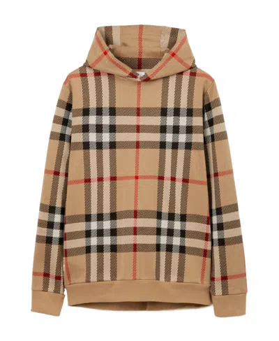 Burberry Check-print Jacquard Hoodie In Brown