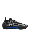 Burberry Black & White Check Knit Neptune Sneakers In Black