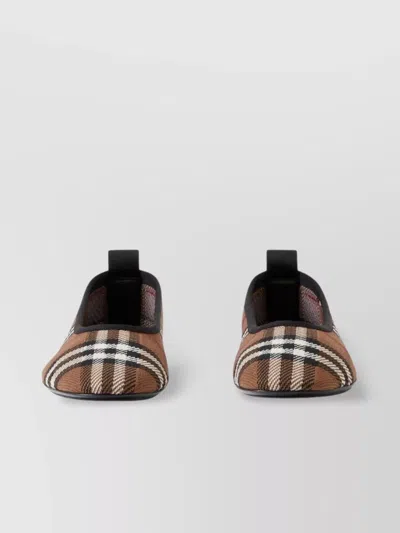 BURBERRY CHECK-PRINT LEATHER BALLERINA SHOES