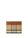 Burberry Archive Beige Check-print Faux-leather Card Holder In Nude