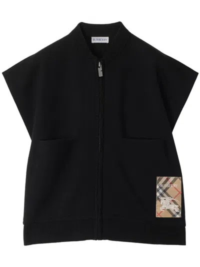 BURBERRY CHECK-PRINT LOGO-PATCH CAPE
