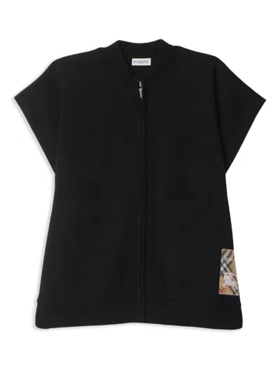 BURBERRY CHECK-PRINT LOGO-PATCH CAPE