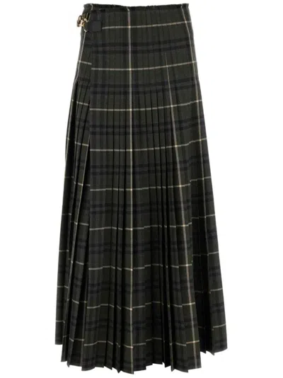 Burberry Kilt Long Skirt In Multicolor