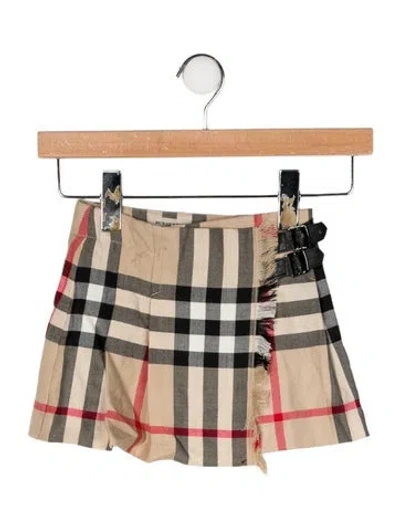 Pre-owned Burberry Babies' Check Print Mini Skirt In Neutral