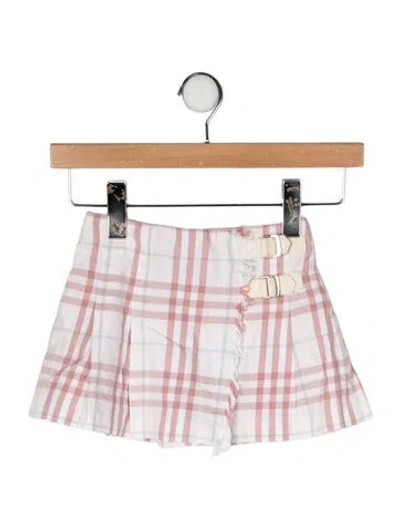 Pre-owned Burberry Babies' Check Print Mini Skirt In Pink