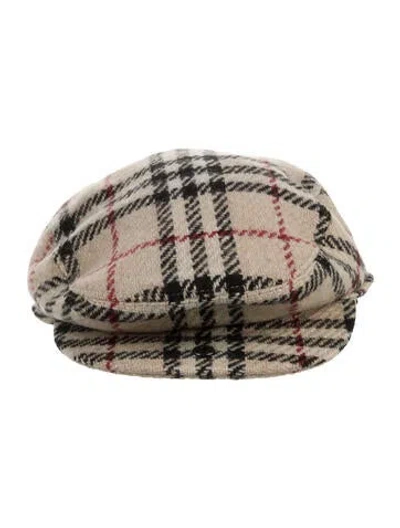 Pre-owned Burberry Check Print Newsboy Cap In Neutral