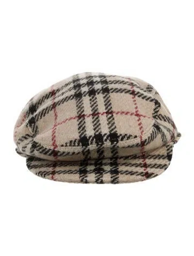 Pre-owned Burberry Check Print Newsboy Cap In Neutrals