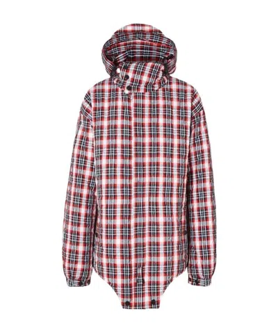 Burberry Check-print Parka Jacket In Gray