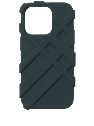 Burberry Check-print Phone Case For Iphone 15 Pro In Green