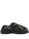 Burberry Men Check Nylon-blend Pillow Mule In Green