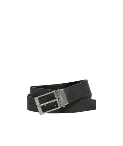 Burberry Check-print Reversible Belt In Black