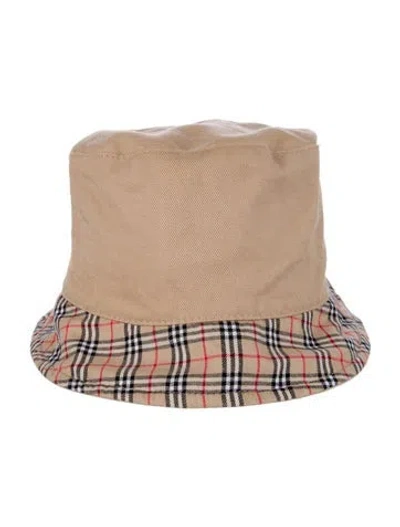 Pre-owned Burberry Check Print Reversible Bucket Hat In Neutral