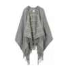 Burberry Check Wool Reversible Cape In Gray