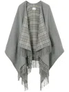 Burberry Check Wool Reversible Cape In Grey