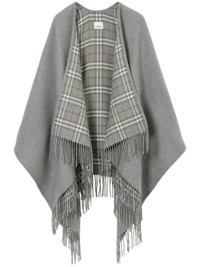 BURBERRY CHECK-PRINT REVERSIBLE WOOL CAPE