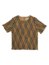 Burberry Check-print Ruched T-shirt In Braun