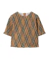 Burberry Check-print Ruched T-shirt In Multicolor