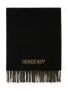 Burberry Check Print Cashmere Scarf With Signature Embroidery In Black