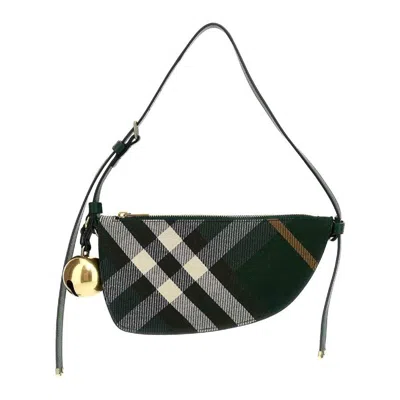 Burberry Check Print Shield Shoulder Bag In Black