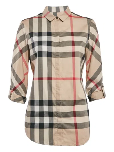 Pre-owned Burberry Check-print Shirt In Neutral