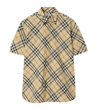 Burberry Cotton Shirt With Checked Pattern And Pockets In Multi