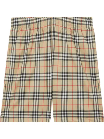 Burberry Check-print Shorts In Beige