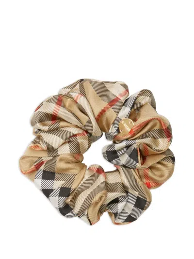 BURBERRY CHECK-PRINT SILK SCRUNCHIE