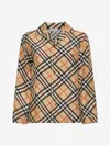 Burberry Check Print Silk Shirt In Sand