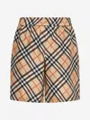 Burberry Drawstring Waistband Check Shorts With Embroidered Detail In Sand