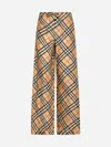 Burberry Check Silk Wide-leg Pants In Sand