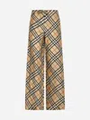 Burberry Check Silk Wide-leg Pants In Sand