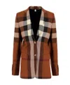 Burberry Check-print Single-breasted Blazer In Brown